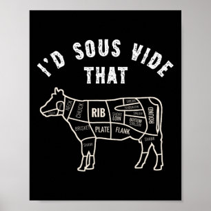 Affiche Chef Boucher Cuisinier BBQ Je Sous Vide Cette Vach