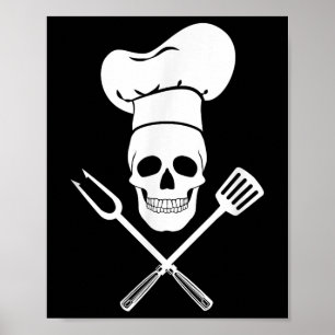 Affiche Chef Casquette Cuisine Crâne Cuisine Barbecue Barb