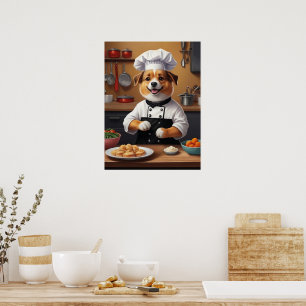 Affiche Chef Chien Fabriquant Nourriture Drôle Chien Cuisi