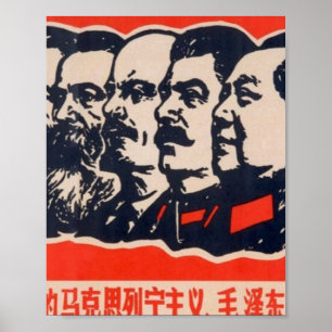 Affiche Chef communiste de propagande Mao Stalin