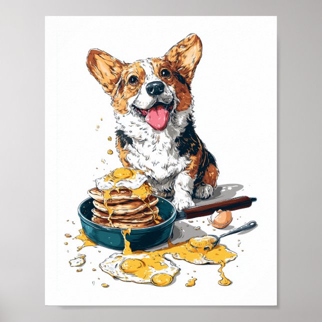 Affiche Chef Corgi � Chien de Cuisine Drôle (Devant)