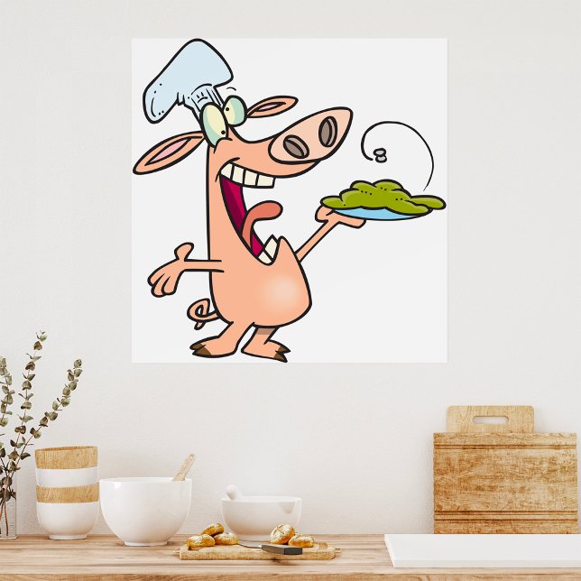 Affiche Chef De Cochon Avec Nourriture (Créateur téléchargé)