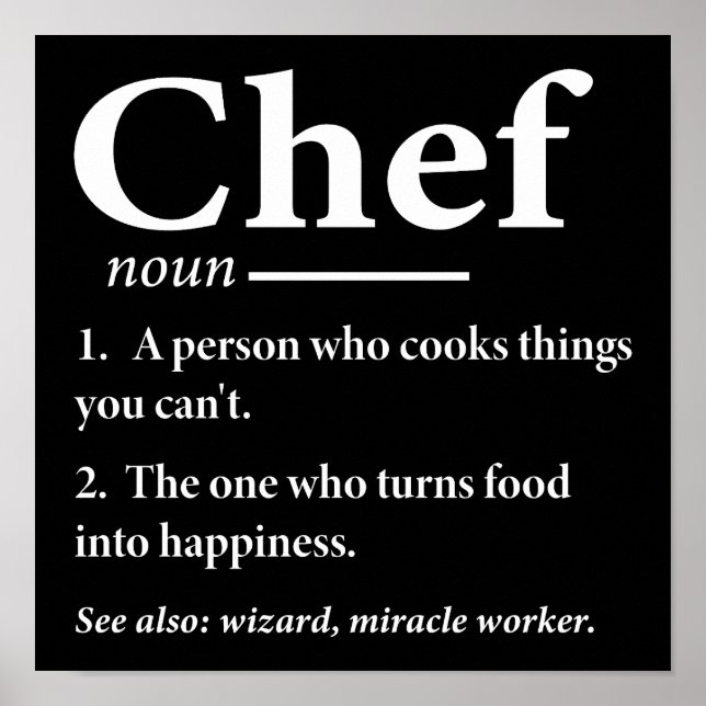 Affiche Chef Définition Drôle Cuisine Chef (Devant)