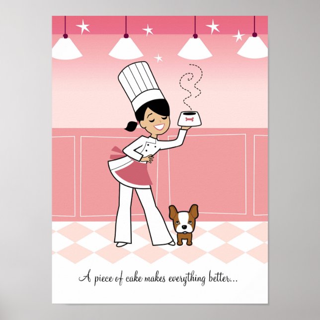 Affiche Chef et chien dans l'affiche de cuisine (Devant)
