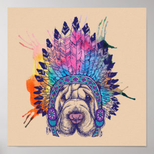 Affiche Chef indien indigène de Sharpei