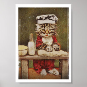 Affiche Chef Kitten Making Bread