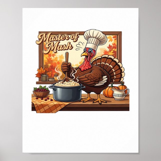 Affiche Chef rétro Turquie Thanksgiving classique T-shirt (Devant)
