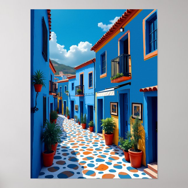 Affiche Chefchaouen Marocain Blue City - Voyage animé (Devant)