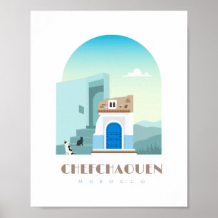 Affiche Chefchaouen ville Maroc Skyline