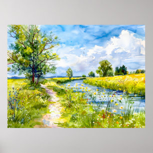 Affiche Chemin de campagne menant à la rivière Havelland A