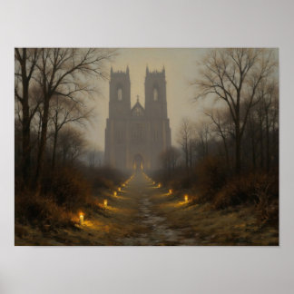 Affiche Chemin de cathédrale à la lueur des bougies Art à