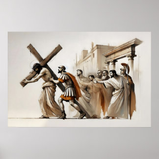 Affiche Chemin de Croix Jésus prend sa croix