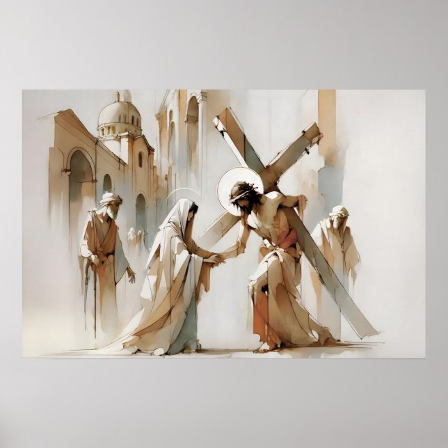 Affiche Chemin de Croix Jésus rencontre sa mère (Devant)