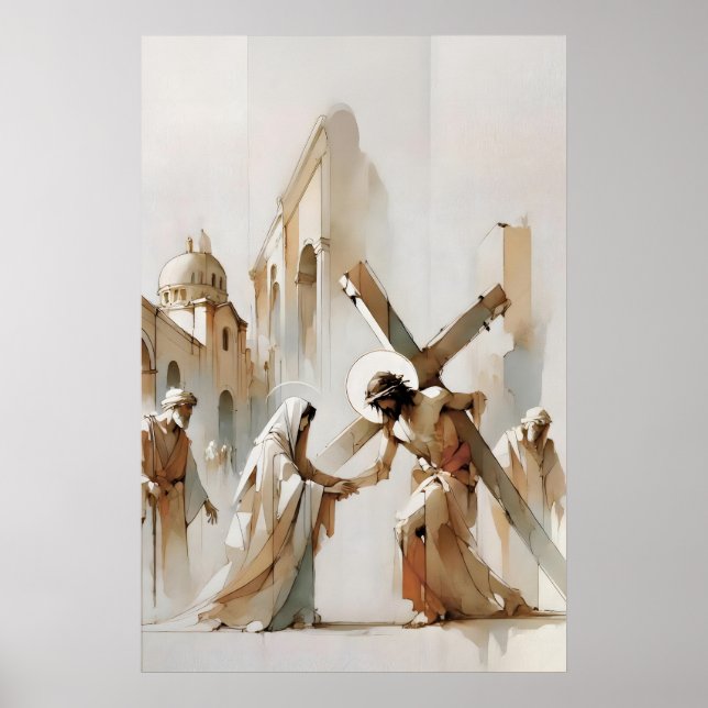Affiche Chemin de Croix Jésus rencontre sa mère (Devant)
