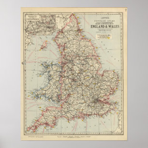 Affiche Chemin de fer, Angleterre statistique, Pays de Gal