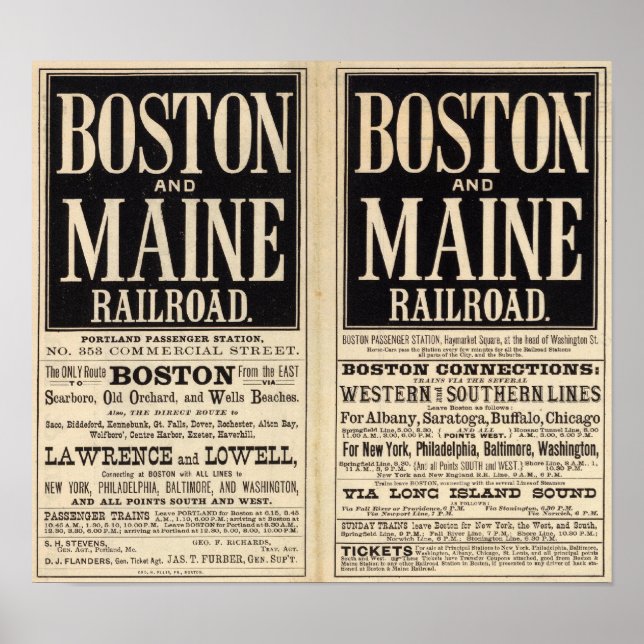 Affiche Chemin de fer Boston et Maine (Devant)
