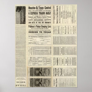 Affiche Chemin de fer central de Houston et de Texas par