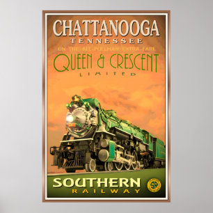 Affiche Chemin de fer Chattanooga QUEEN & CRESCENT Limited