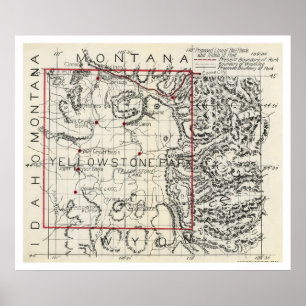 Affiche Chemin de fer de Yellowstone et carte d'hôtel 1900