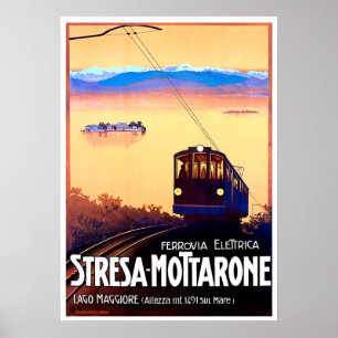 Affiche Chemin de fer électrique Stresa-Mottarone, Italie,