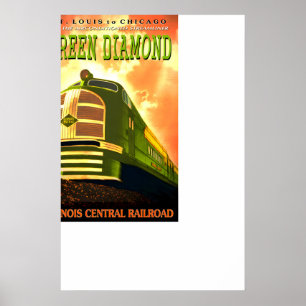 Affiche Chemin de fer Illinois Central - GREEN DIAMOND - N