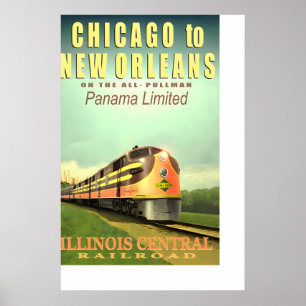 Affiche Chemin de fer Illinois Central PANAMA LIMITED Neuf