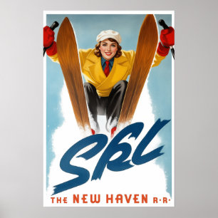 Affiche Chemin de fer Ski New Haven