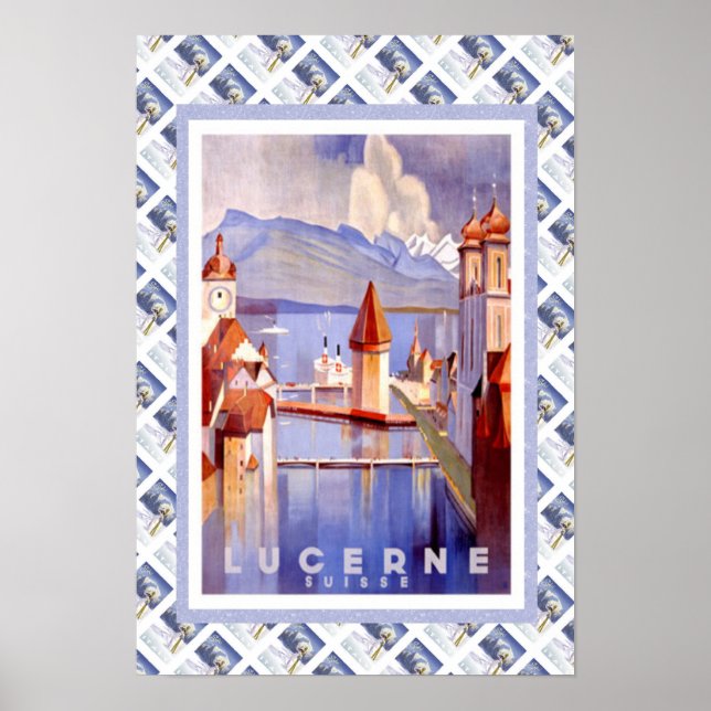 Affiche Chemin de fer vintage Luzern Lucerne (Devant)