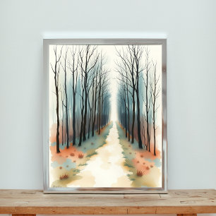 Affiche Chemin de forêt d'hiver enchâssé