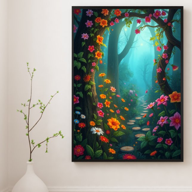 Affiche Chemin de Forêt Magique avec Fleurs sauvages Whims (Créateur téléchargé)