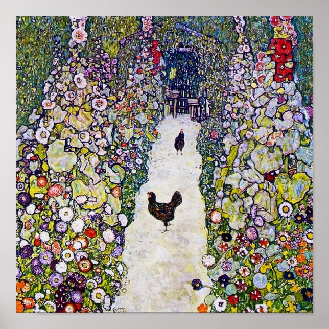 Affiche Chemin de jardin avec poulets, Gustav Klimt (Devant)