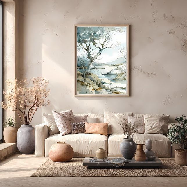 Affiche Chemin de la falaise hivernale avec arbres nus (Créateur téléchargé)