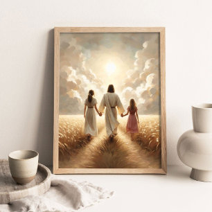 Affiche Chemin de la Famille, Art Chrétien, Jésus marchant