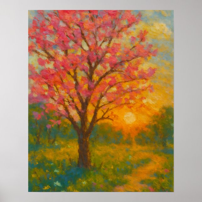 Affiche Chemin de la fleur du coucher du soleil - Jardin i (Devant)