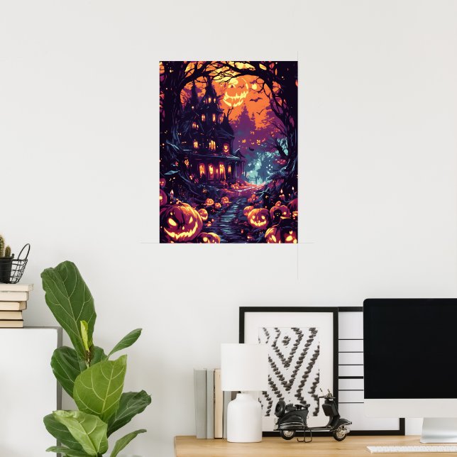 Affiche Chemin de Maison Hantée au Clair de Lune (Bureau à domicile)