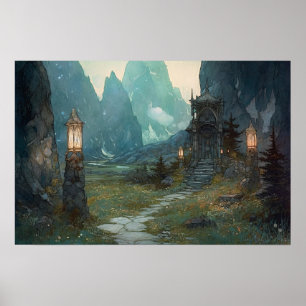 Affiche Chemin de pierre serpentant à travers la vallée sa