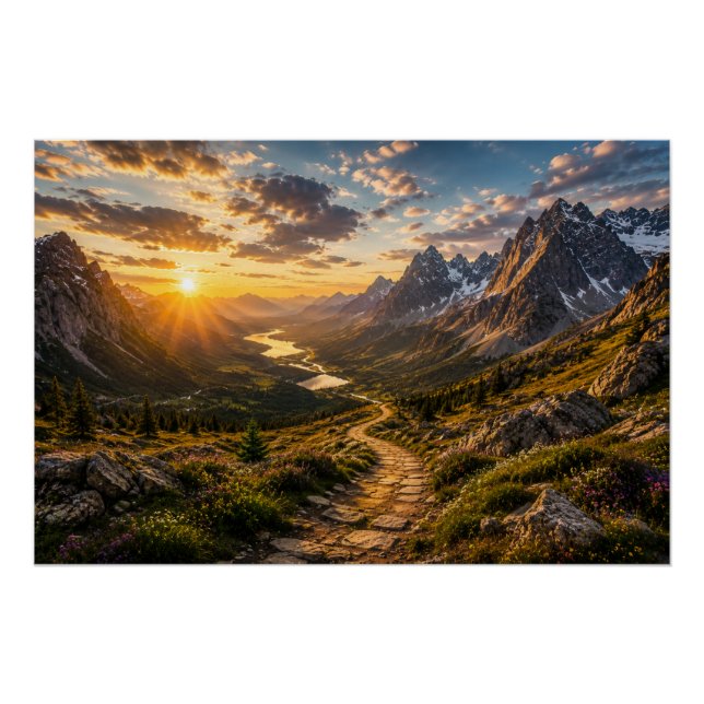 Affiche Chemin Doré à Travers les Montagnes (Devant)