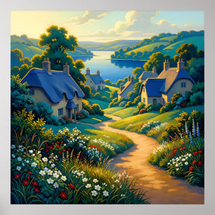 Affiche Chemin Doré vers l'Eau Bleue