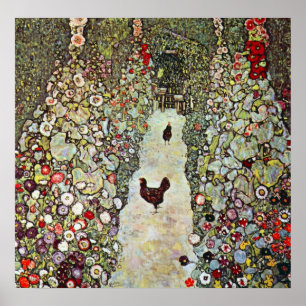 Affiche Chemin du jardin avec poules par Gustav Klimt