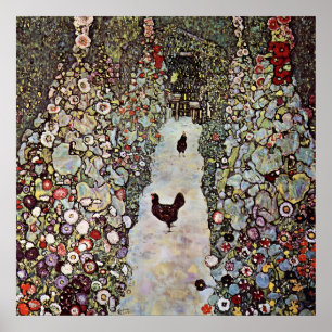 Affiche Chemin du jardin, coq & poulet par Gustav Klimt