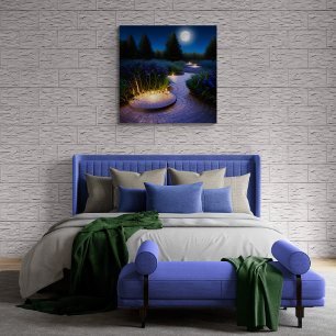 Affiche Chemin Du Jardin Sous La Pleine lune