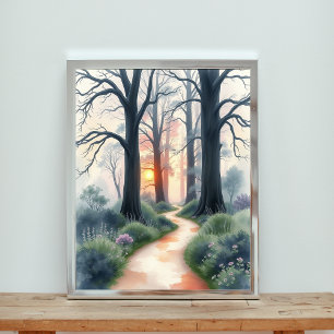 Affiche Chemin forestier enchanté au coucher du soleil
