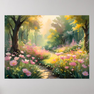 Affiche Chemin forestier serene - Nature tranquille