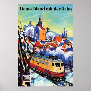 Affiche Chemins de fer allemands Allemagne en trai