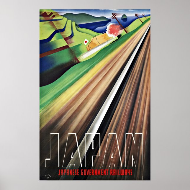 Affiche Chemins de fer japonais Vintage voyage (Devant)