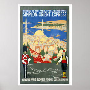 Affiche Chemins de fer Simplon Orient Express de Paris à L