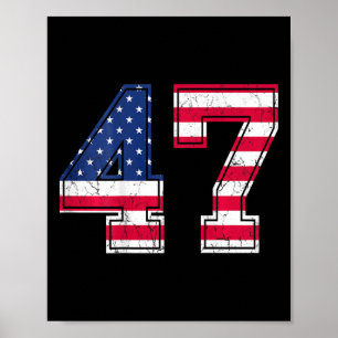 Affiche Chemise 47 Anniversaire Usa Drapeau Équipe Sportiv