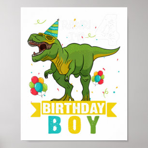 Affiche Chemise 4 Ans 4e Anniversaire Garçon T Rex Dinosau