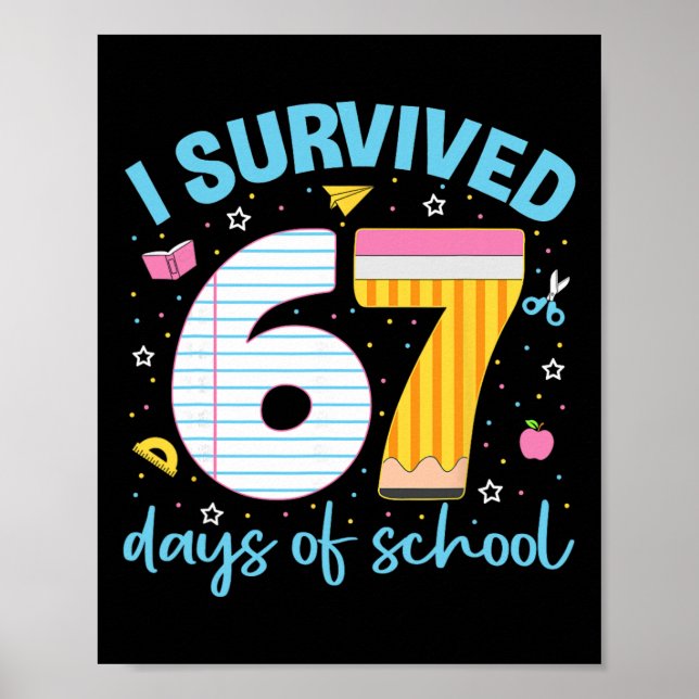 Affiche Chemise 67 Enseignant Enfants 6 7 Mème J'ai Survéc (Devant)