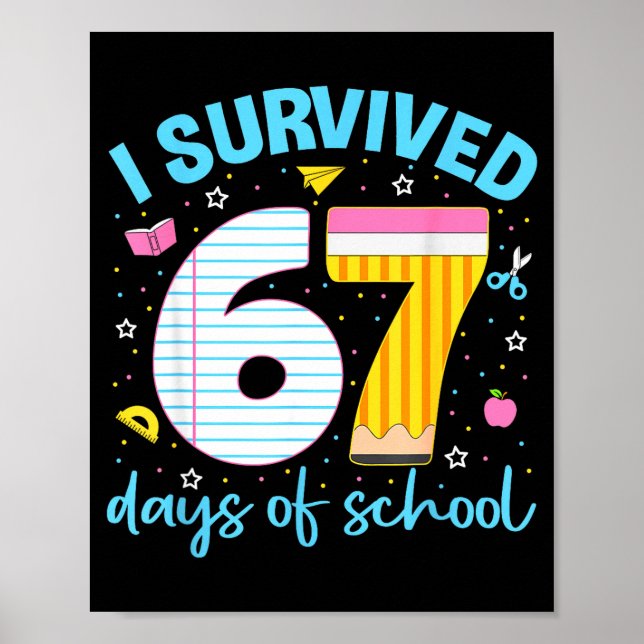 Affiche Chemise 67 Enseignant Enfants 6 7 Mème J'ai Survéc (Devant)